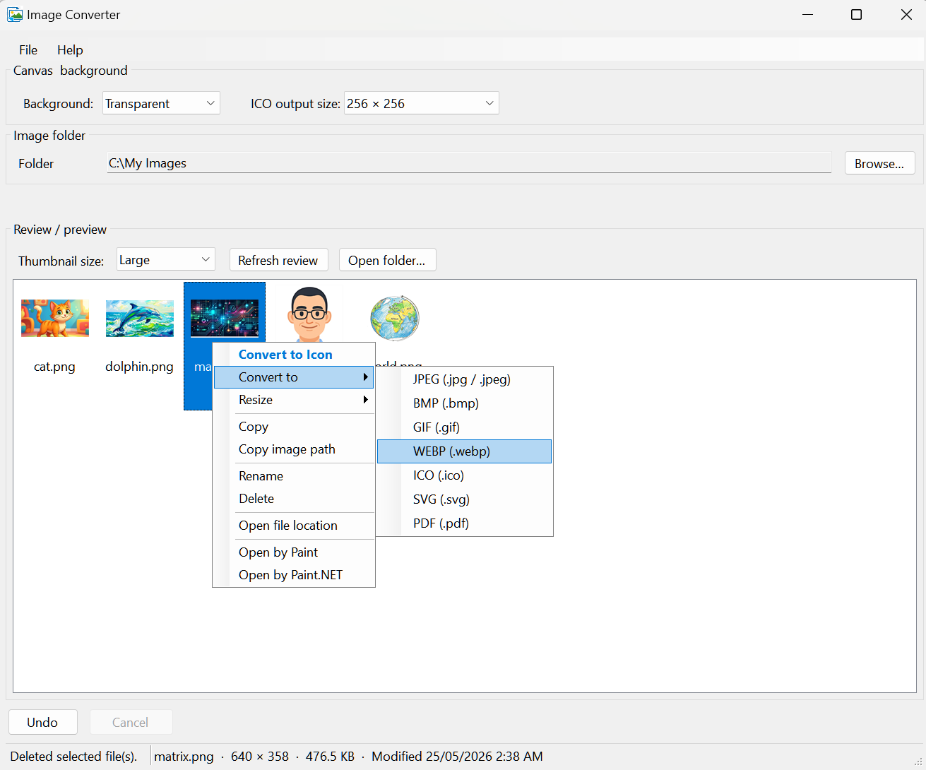 Image Converter main window